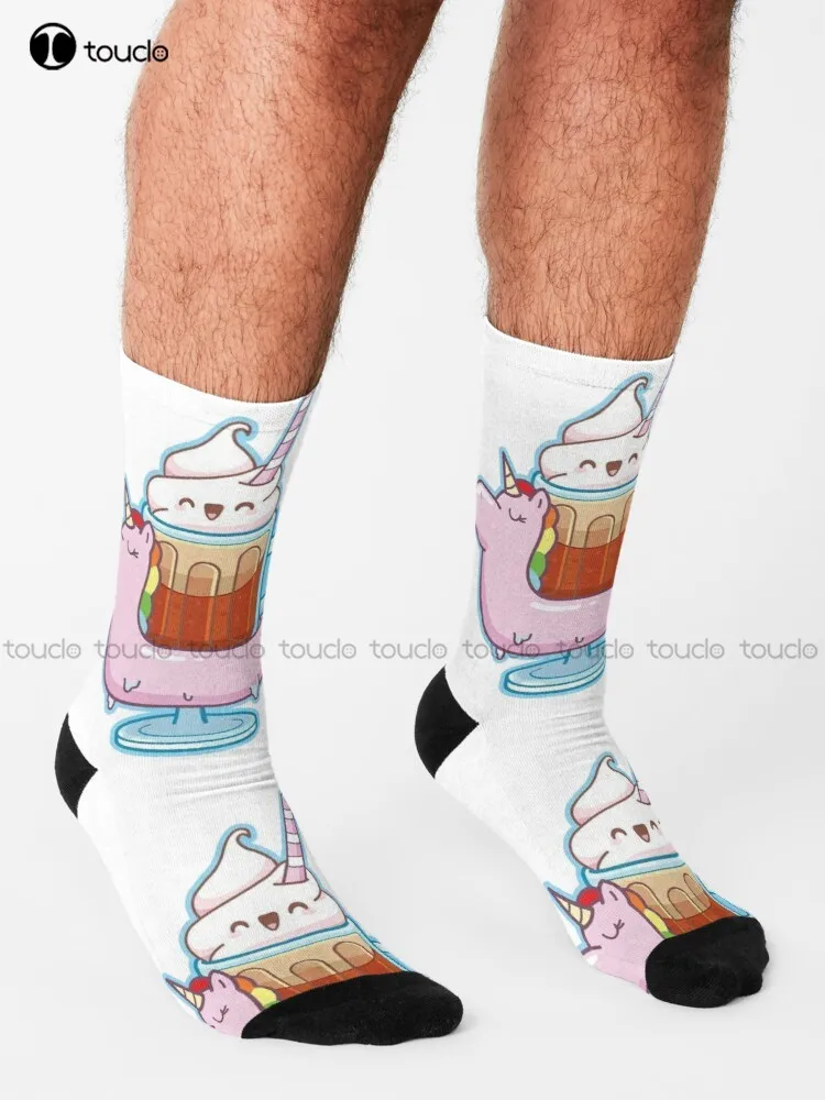 Unicorn Milkshake Funny Joke Socks Volleyball Socks High Quality Cute Elegant Lovely Kawaii Cartoon Sweet Cotton Sock Colorful