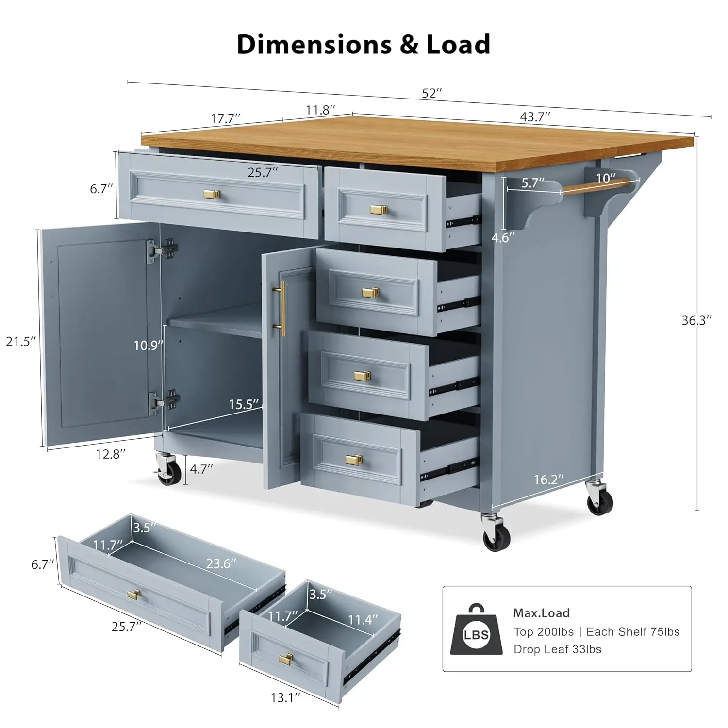 Kitchen Island Cart 52