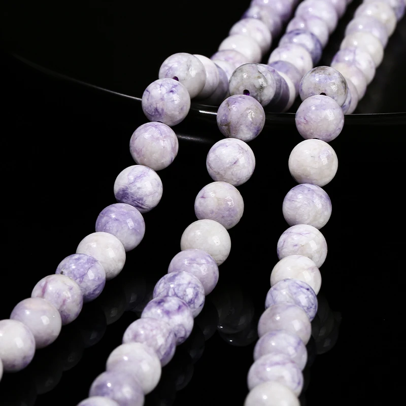 8mm Natural Purple Turquoise Beads Round Loose Spacer Seed Bead For Jewelry Making Diy Necklace Bracelet Accessory Finding 15"