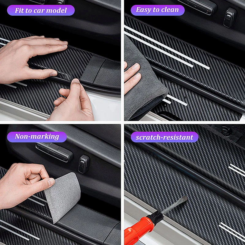 4Pcs Carbon‑Fiber Door Sill Scuff Protector For DFSK Glory 580 560 SX5 F507 E3 EV Anti‑Scratch Threshold Decal Gadgets