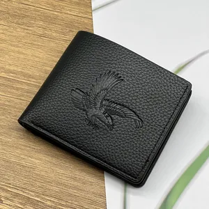 Men's Personalized Relief Leather Wallet, Short Horizontal Money Clip, Eagle Holder, Vintage 10 Main Sales Aguia - №4