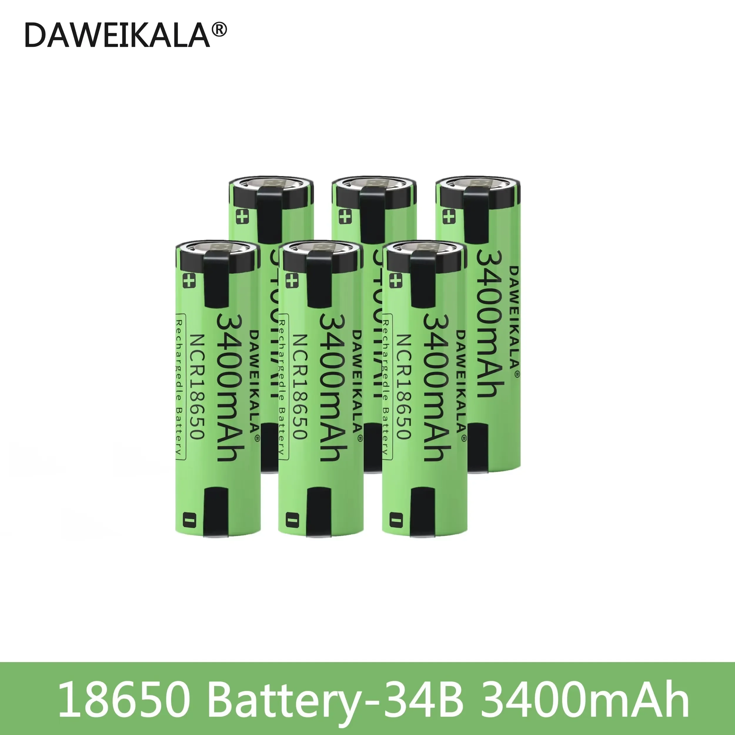 100% Original  18650B 3400mAh batterie 3,7 V Lithium-ionen-akku 3,7 V 18650 batterie 3400mAh + DIY Nicke