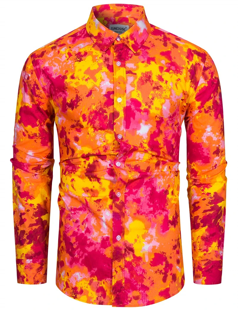 Newest 3D Print Floral Shirts Mens Long Sleeve Casual Tops Fashion Rose Flower Turn Down Collar Slim Fit Shirt Sexy Clothing 6XL