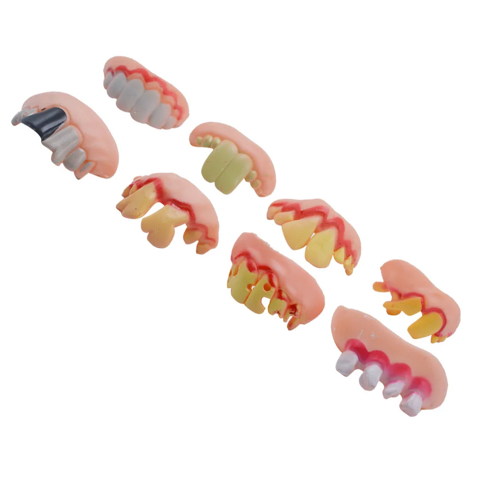 Zombie Teeth Braces Set Fake Denture For Halloween Party Trick Gag Props Masquerade Costume Joke Supplies Novelty Funny