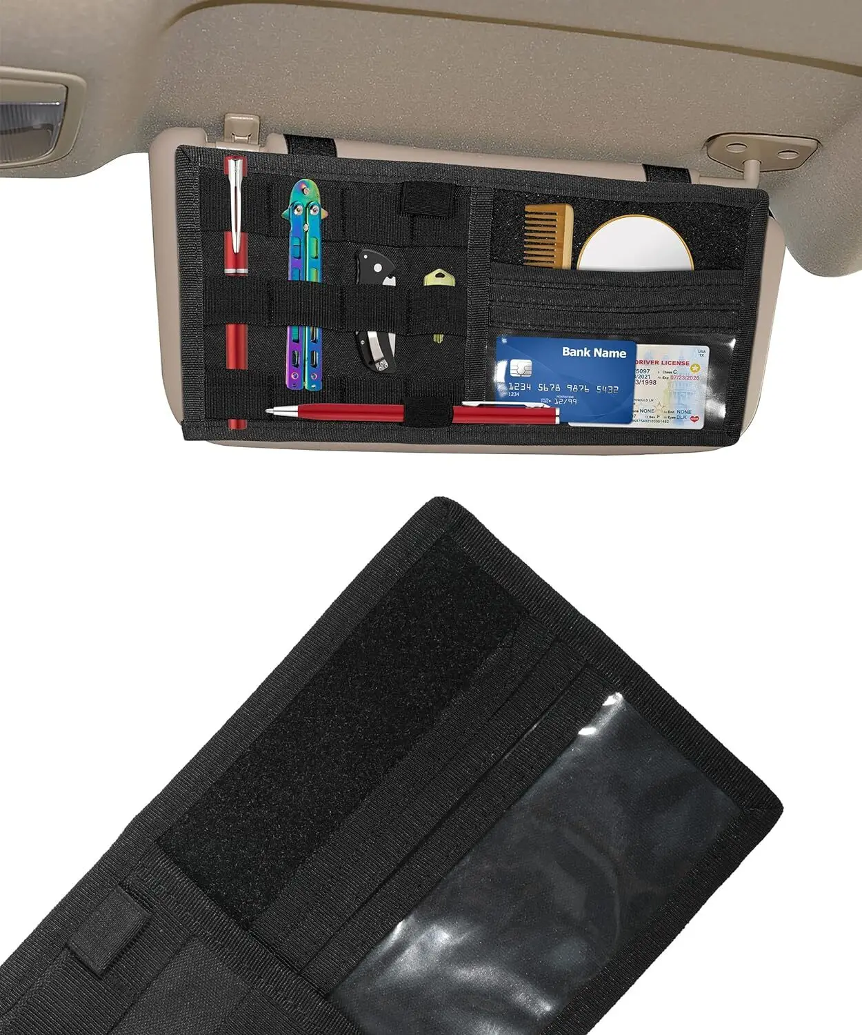 Tactical Car Sun Visor Cover Vehicle Molle Visor Storage Holder Pouch Molle Webbing for Cars Trucks Suvs