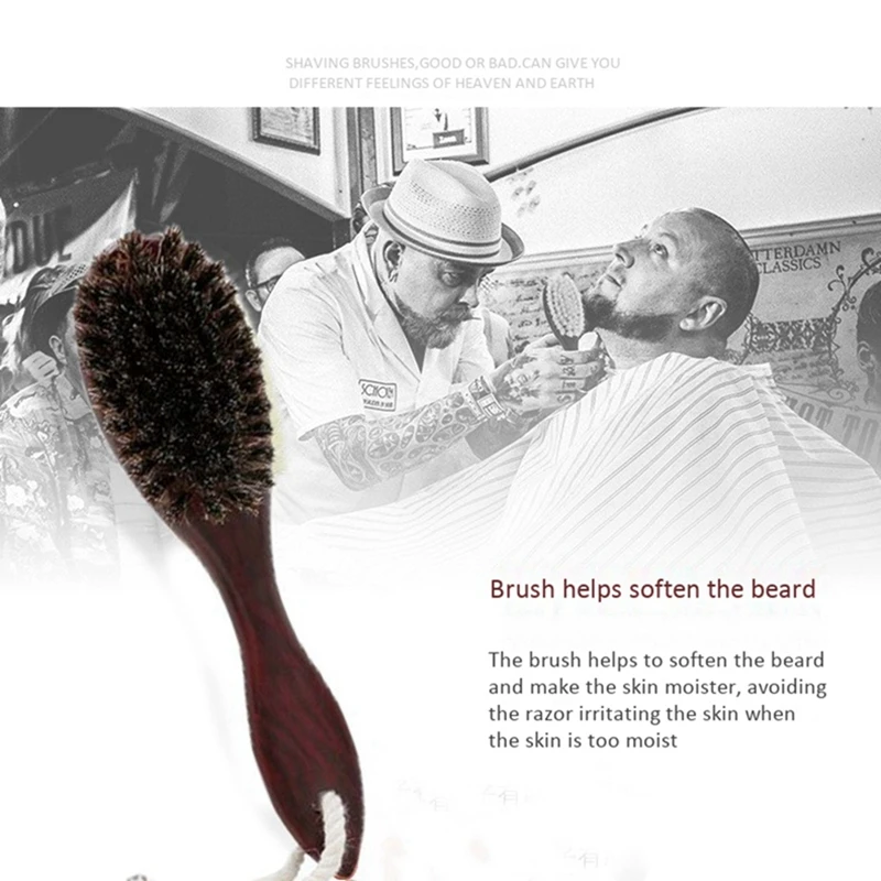 2X Horse Hair Wave Hair Beard Brush Hair Comb Wooden Handle Large Curved Comb Men Natural Hair Combs Hair Styling Tools