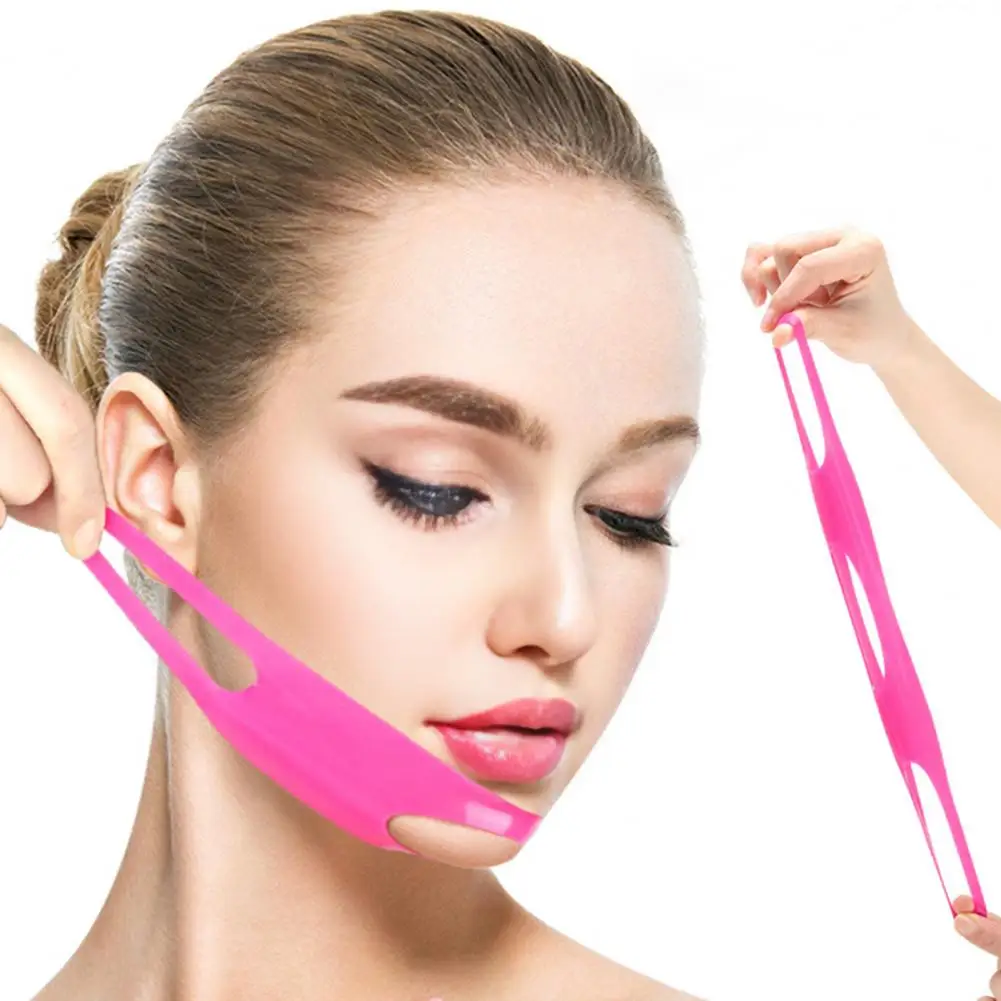Ремешок для формирования лица, силиконовый V-образный ремешок для подтяжки кожи лица, многоразовый двойной подбородок для щек, для сна