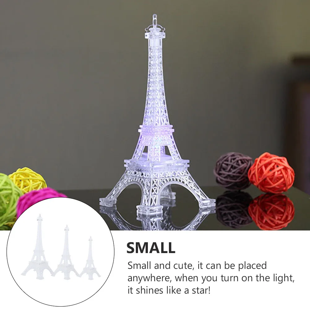 

3 pcs Eiffel Tower Shape Led Night Lamp Plastic Decorative Light For Home Office Bedroom Holiday Party Indoor Small Night Light