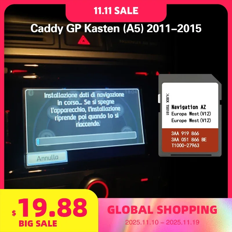 

Commbine for VW Caddy GP Kasten (A5) 2011-2015 RNS 315 WEST Europe MAP Navigation SD Card