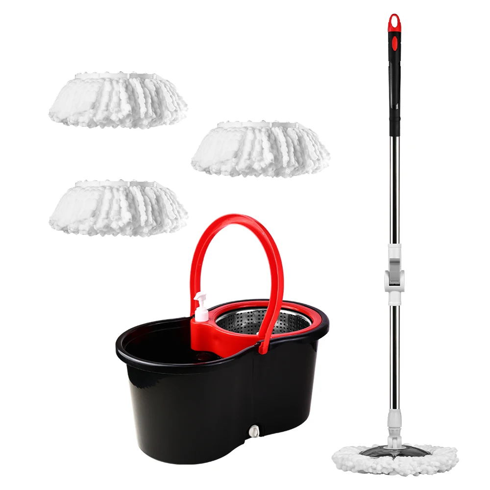 

Набор для уборки Spin Mop Bucket Set 360 ° Система для мытья полов с двойным движением и самоочисткой, 3 насадки из разделенной нити, набор для уборки полов для дома, для твердых полов и плитки