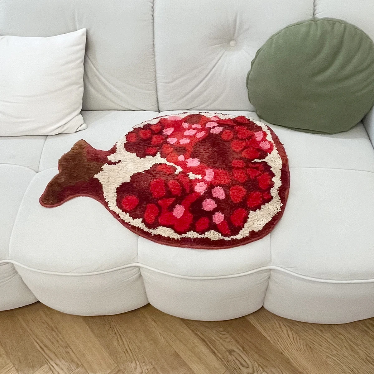 Granatapfel geformte getuftete Teppich dekorative Wohnzimmer Teppich Schlafzimmer Bereich moderne süße trend ige coole verdickte Luxus Garderobe Matte – Detail 5
