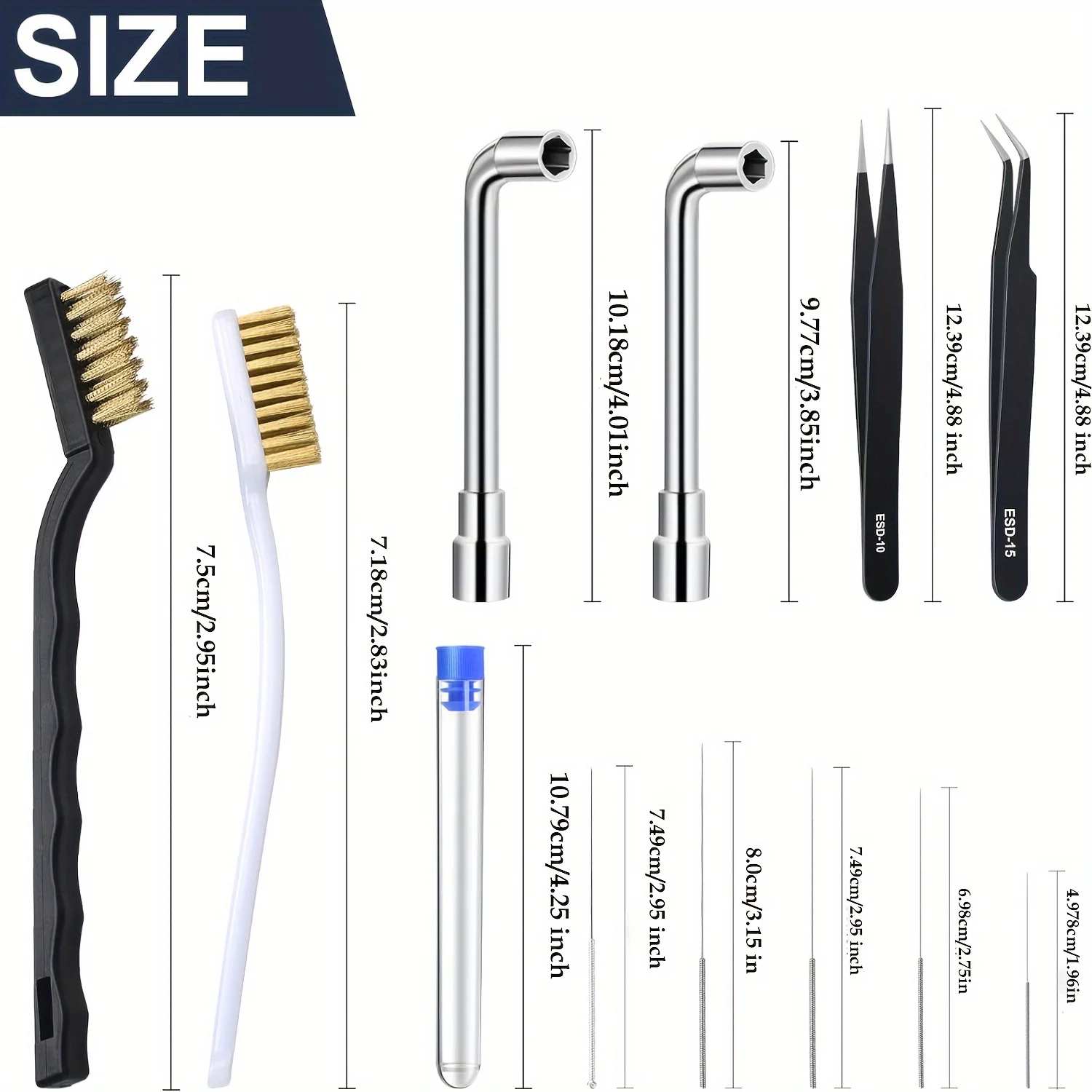 16pcs 3D Printer Nozzle Wrench Cleaner Tool Cleaning Needles Copper Wire Brush Socket Wrench Tweezers 3D Printer Tool Kit