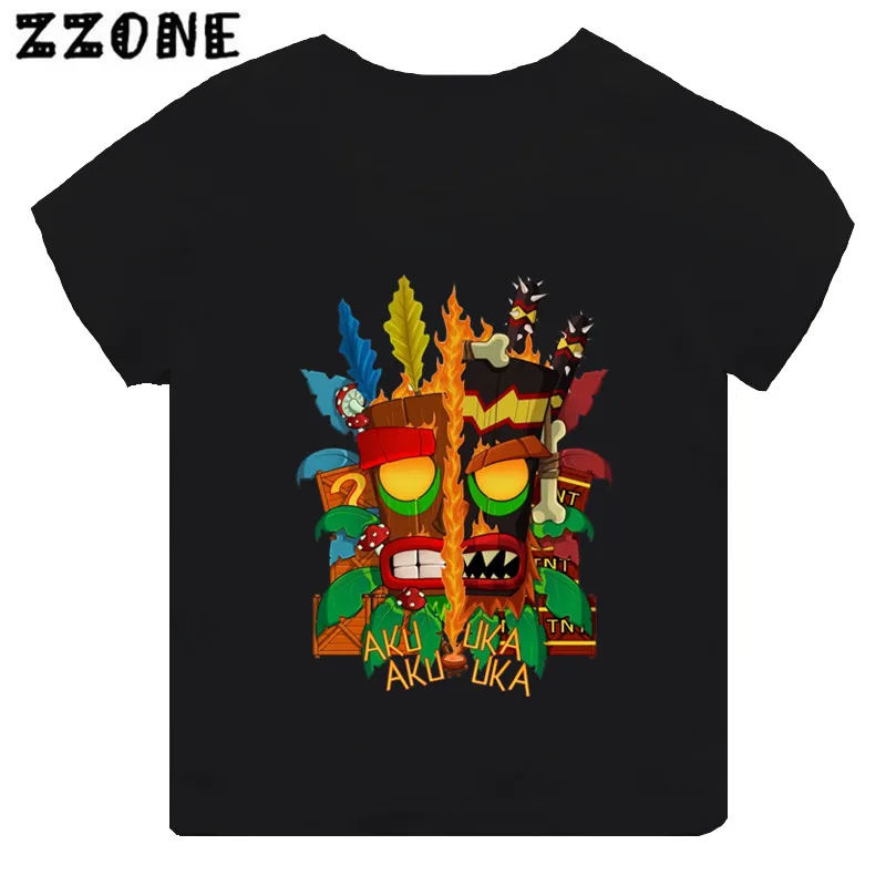 Hot Sale Game Crash Bandicoot Print Cartoon Kids T-shirt Girls Clothes Baby Boys Black Short Sleeve T shirt Children Tops,TH5872