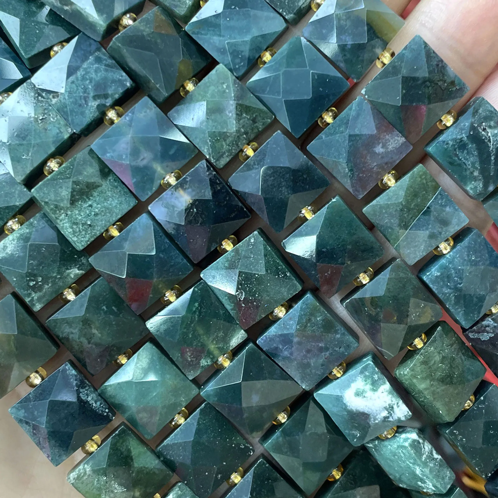 10 mm facettierte quadratische bunte Picasso-Jaspis-Abstandsperlen aus Naturstein für die Schmuckherstellung, DIY-Armband, Halskette, Zubehör – Detail 27