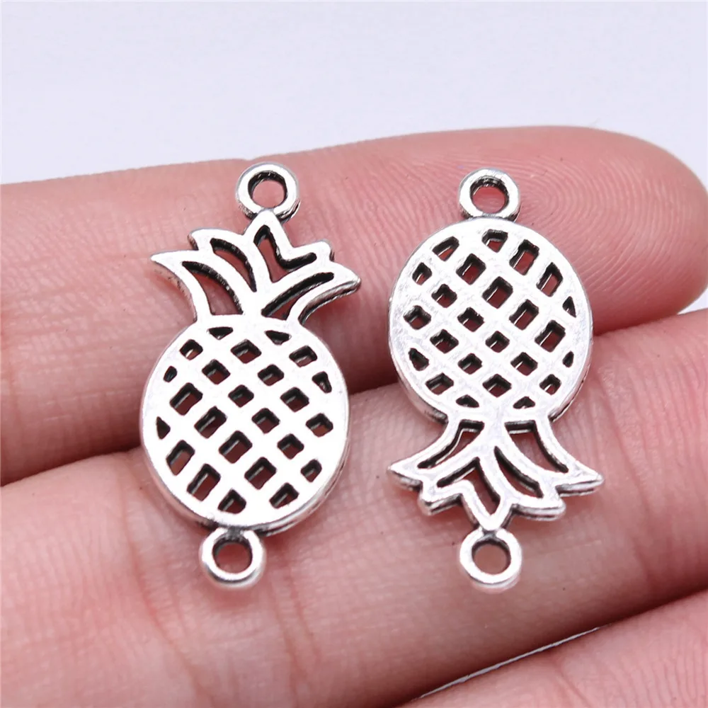 10pcs/lot 26x13mm Pineapple Connector Charms For Jewelry Making Antique Silver Color 1.02x0.51inch