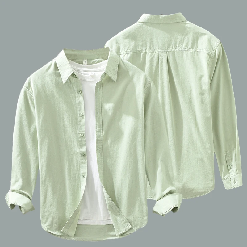 

Mens long sleeve regular shirt Multi-color cotton plain shirt for Young men work tops Autumn men's clothing loose casual shirts