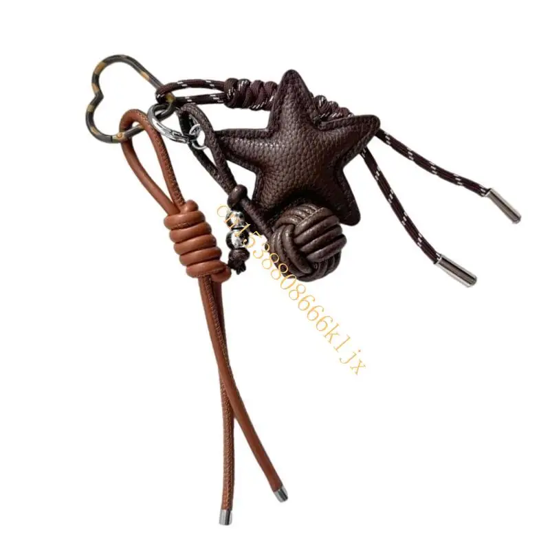 

Handcrafted Leather Star Bag Embellishment Keychain Accessory For Modern 066C