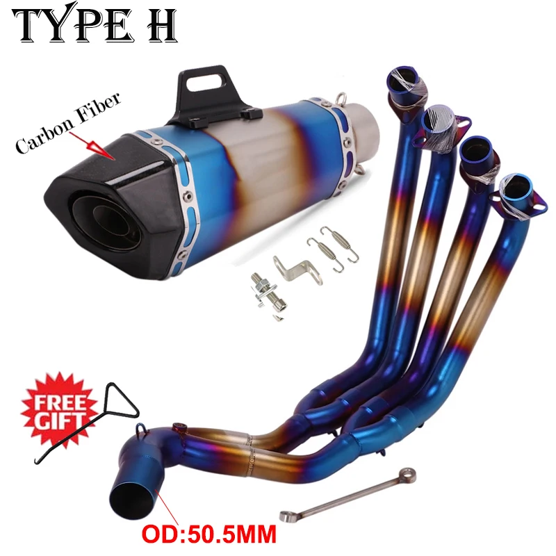 Full Systems For Honda CBR650R CBR650F CB650R CB650F Motorcycle Full Exhaust Front Middle Link Pipe And Carbon Muffler DB Killer