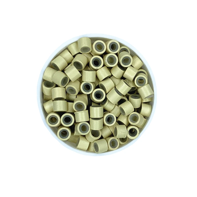 500 قطعة 4 مللي متر وصلات شعر صغيرة خرز ألومنيوم سيليكون مبطن بهرج لتصفيف الشعر