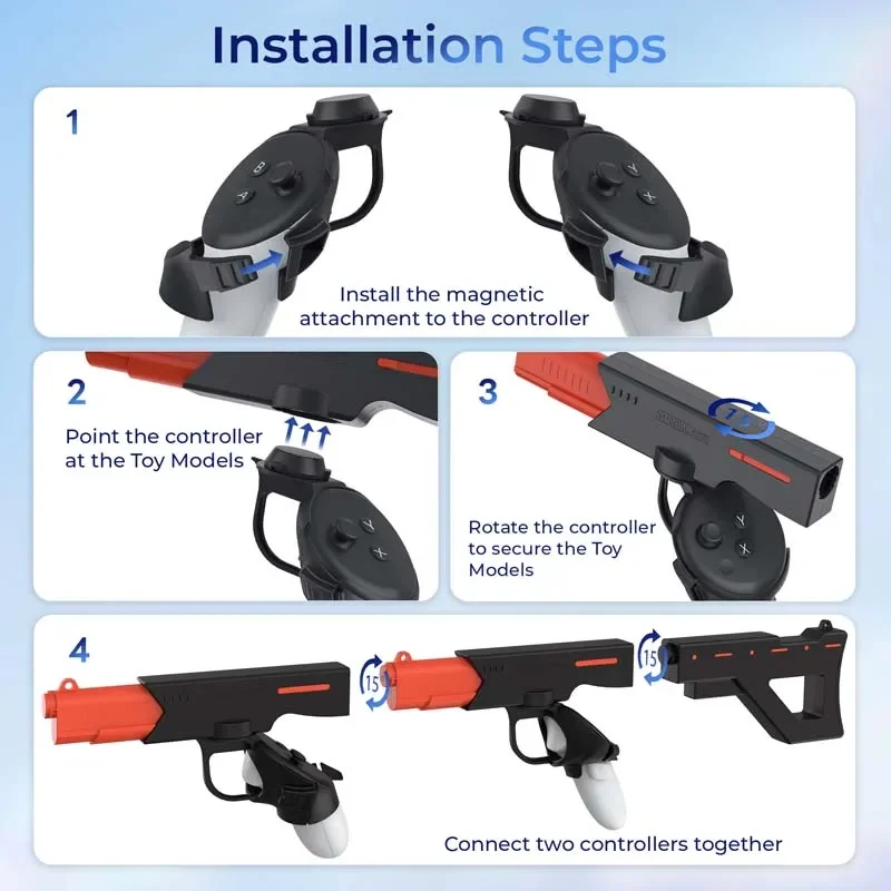 Controlador VR para Meta Quest 3S, soporte magnético para pistola, experiencia de juego FPS mejorada para accesorios Oculus Quest 3