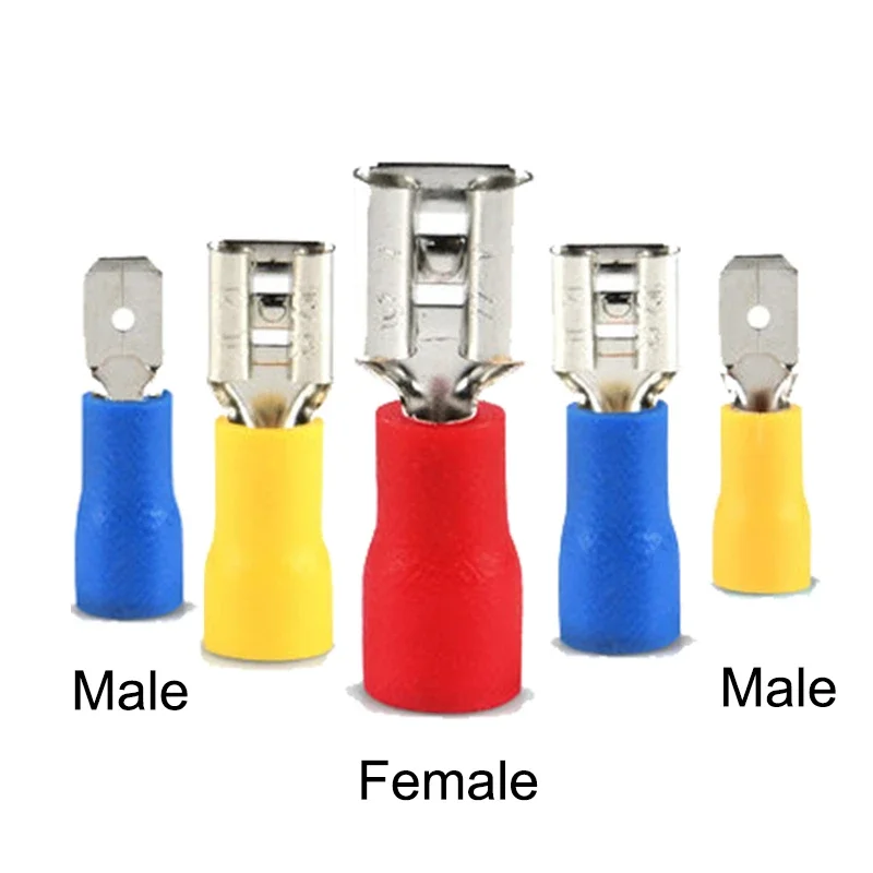 100/50/10 sztuk żeński męski Spade elektryczny zacisk zaciskany 2.8mm 4.8mm 6.3mm złącza przewodów kabel do okablowania wtyczka zimne tłoczenie końcówki