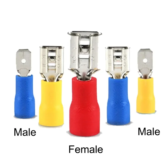 100/50/10 sztuk żeński męski Spade elektryczny zacisk zaciskany 2.8mm 4.8mm 6.3mm złącza przewodów kabel do okablowania wtyczka zimne tłoczenie końcówki