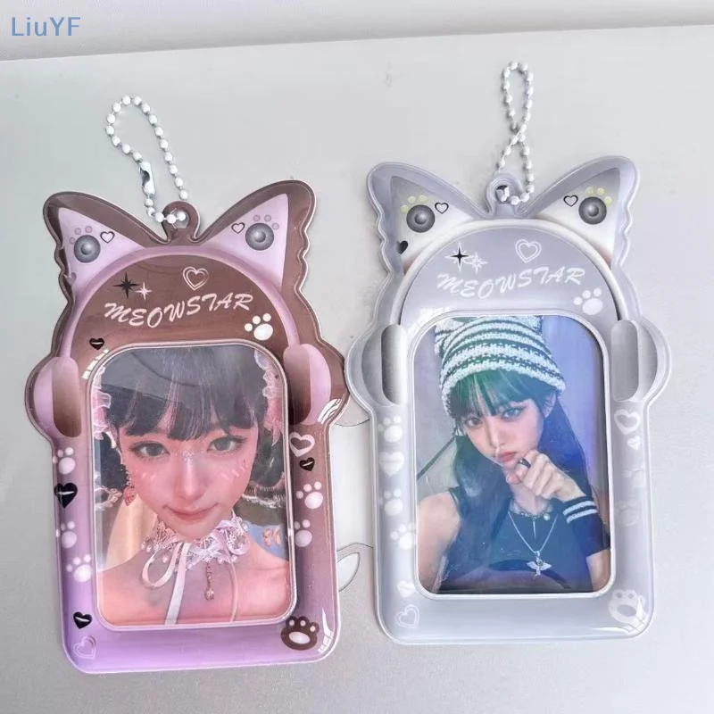 3 بوصة بطاقة تخزين الصور سماعات عنصر إطار الصورة الكورية Kpop المعبود صور بطاقة واقية حقيبة الظهر قلادة