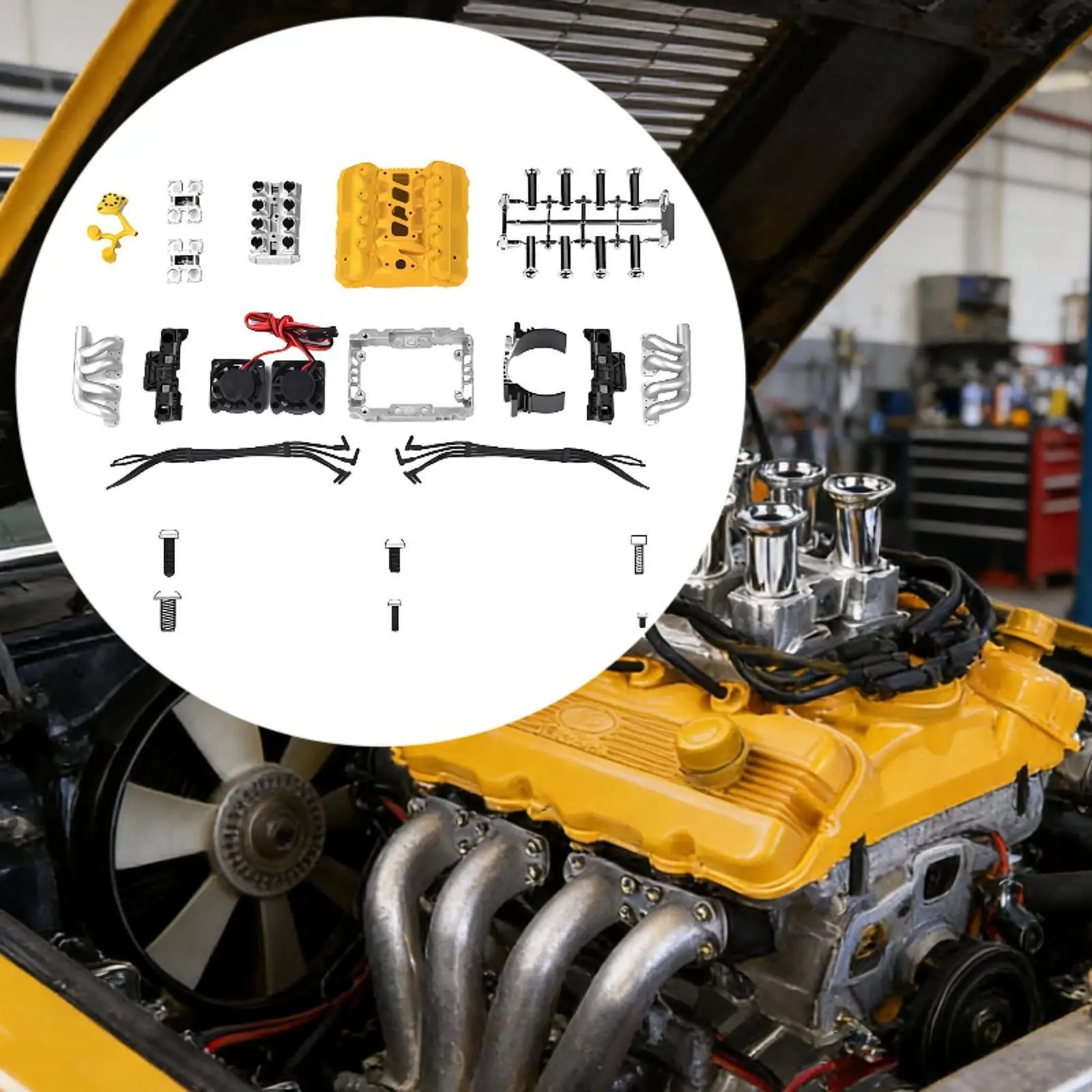 

RC Car Djv8 Simulate Engine Fans Radiator for 1:10 RC Remote Control Quick Installation Sturdy Premium Repair Part Accessories