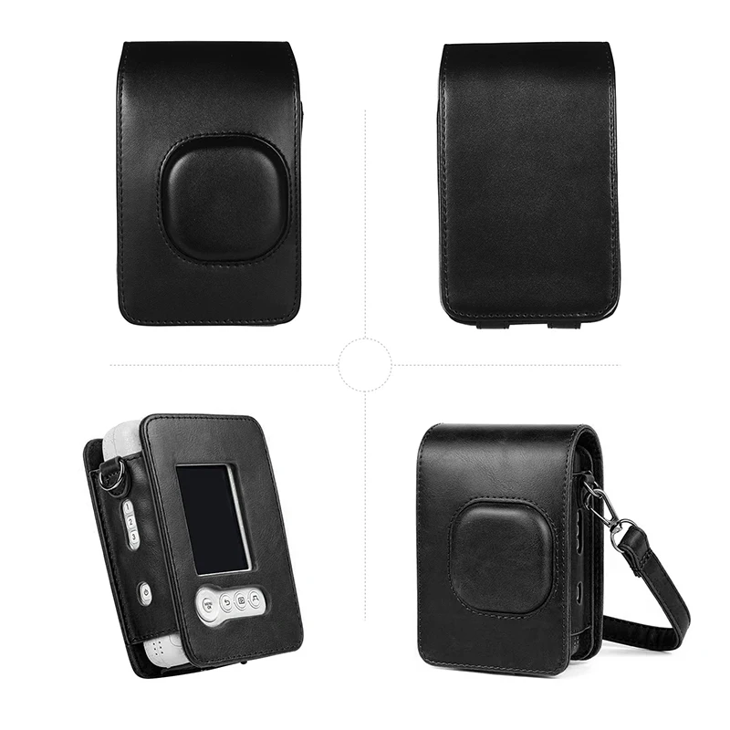 Instant Camera Case Bag Compact Size PU Leather Camera Case with Shoulder Strap Compatible with Fujifilm Fuji Instax mini LiPlay