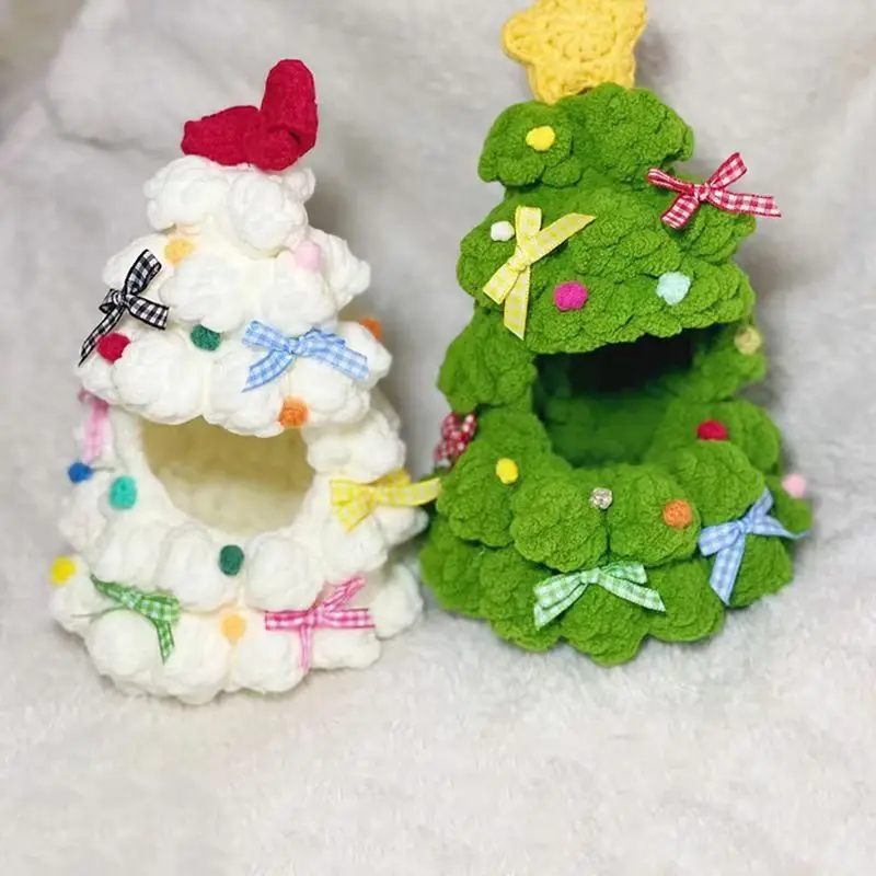 Material Package Knitted Crochet Christmas Tree Doll Clothes For Mini 10cm Doll Hand Woven Diy Material Ornament Decorative Gift