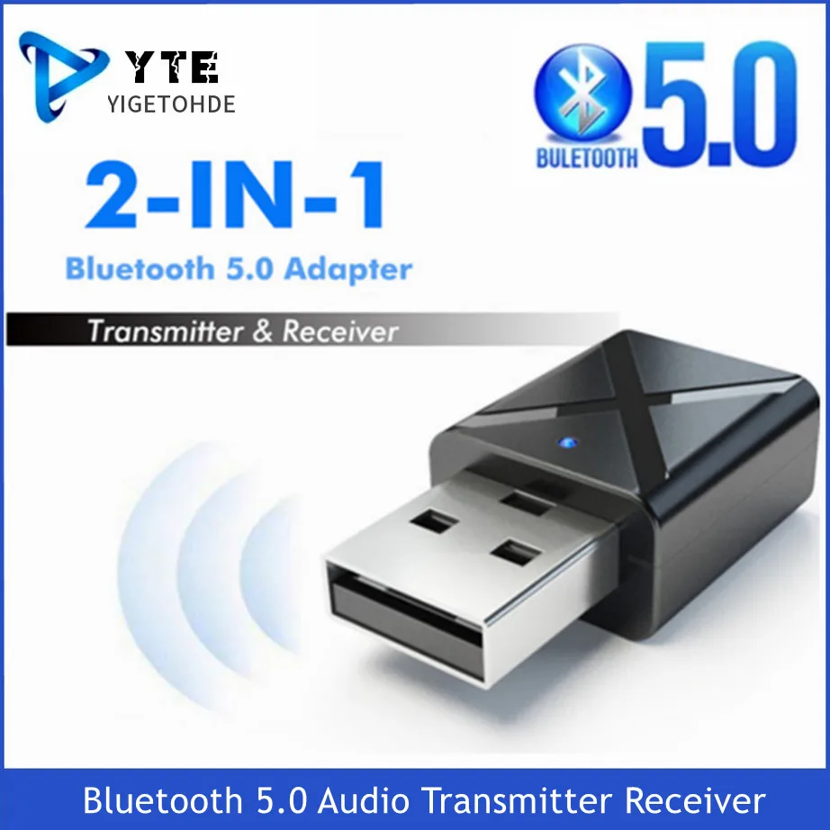 Bluetooth 5.0 Audio Transmitter Receiver Mini USB 3.5mm AUX Jack Stereo Music Wireless Bluetooth Adapter For PC TV Car Speaker