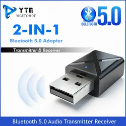 Bluetooth 5.0 Audio Transmitter Receiver Mini USB 3.5mm AUX Jack Stereo Music Wireless Bluetooth Adapter For PC TV Car Speaker