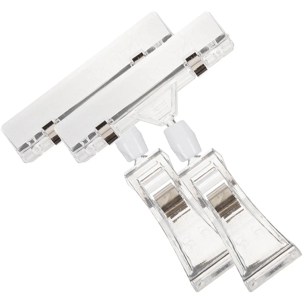 2 Pcs Rotating Price Folder Clip Tag Holders Display Stand Commodity Small Sign Plastic Banner Clips
