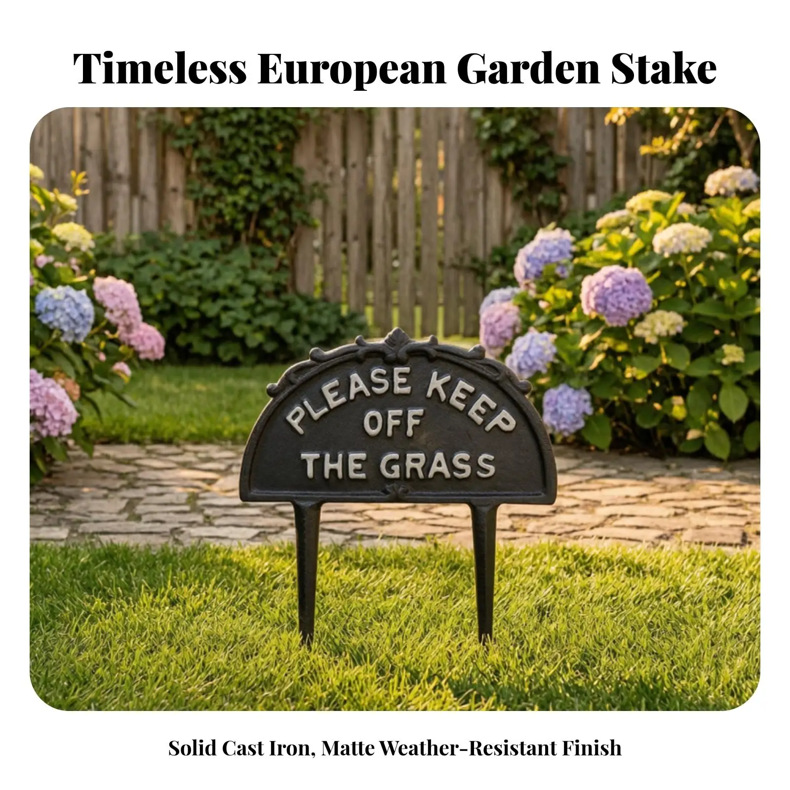 Keep Off Grass Sign Cast Iron Garden Lawn Stake Outdoor House Sign for Yard Property Protection