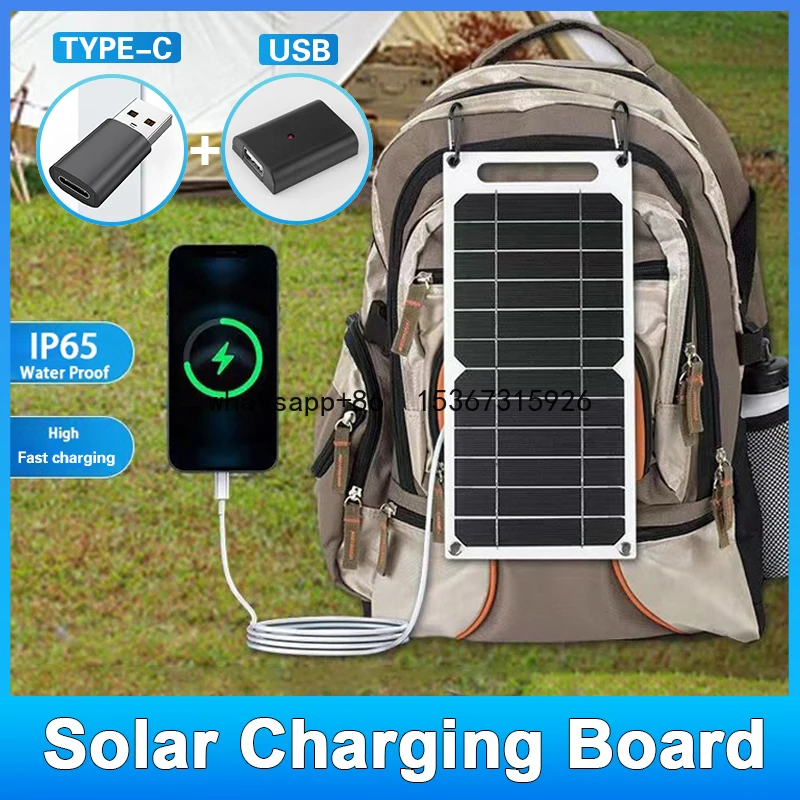 Solar Panel Fast Mobile Phone Charging With USB And TYPE-C Solar Phone Power Bank Portable Mobile Power 5V Car Yacht RV Travel