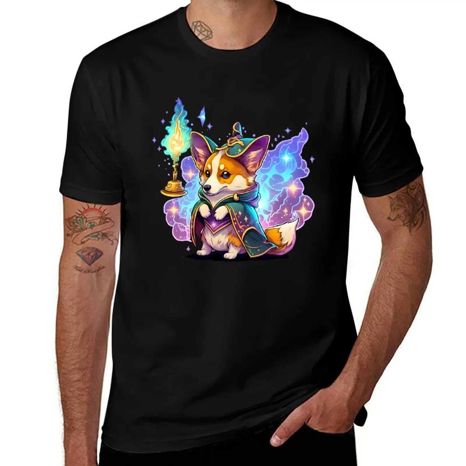 Corgi Mage DND Mage DND Corgi T-Shirt Halloween Casual T-Shirt