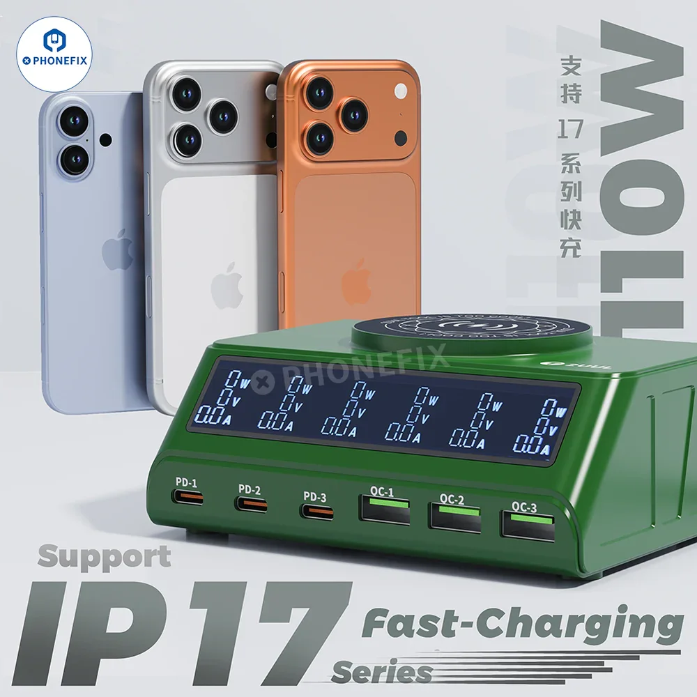2UUL PC11 Multi-Port Wireless Charging Station for iPhone 17/16/15/14/13/12/11/X iPad AirPods Android Phones Fast Charging Tool
