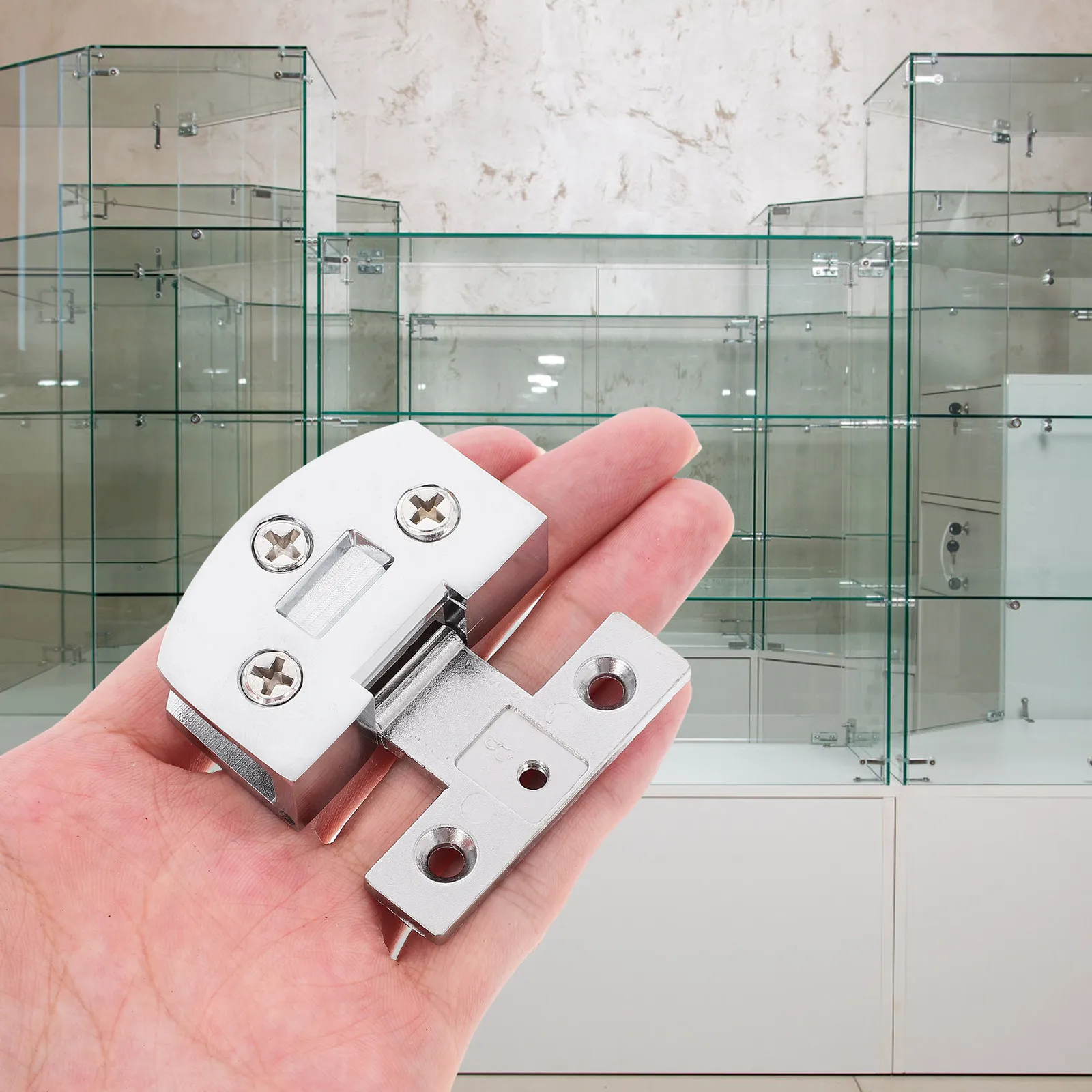 1Set Frameless Door Hinge Stainless Steel No Drilling Glass Door Hinge Replacement Heavy Duty Cabinet Display Wine Cabinet Clamp