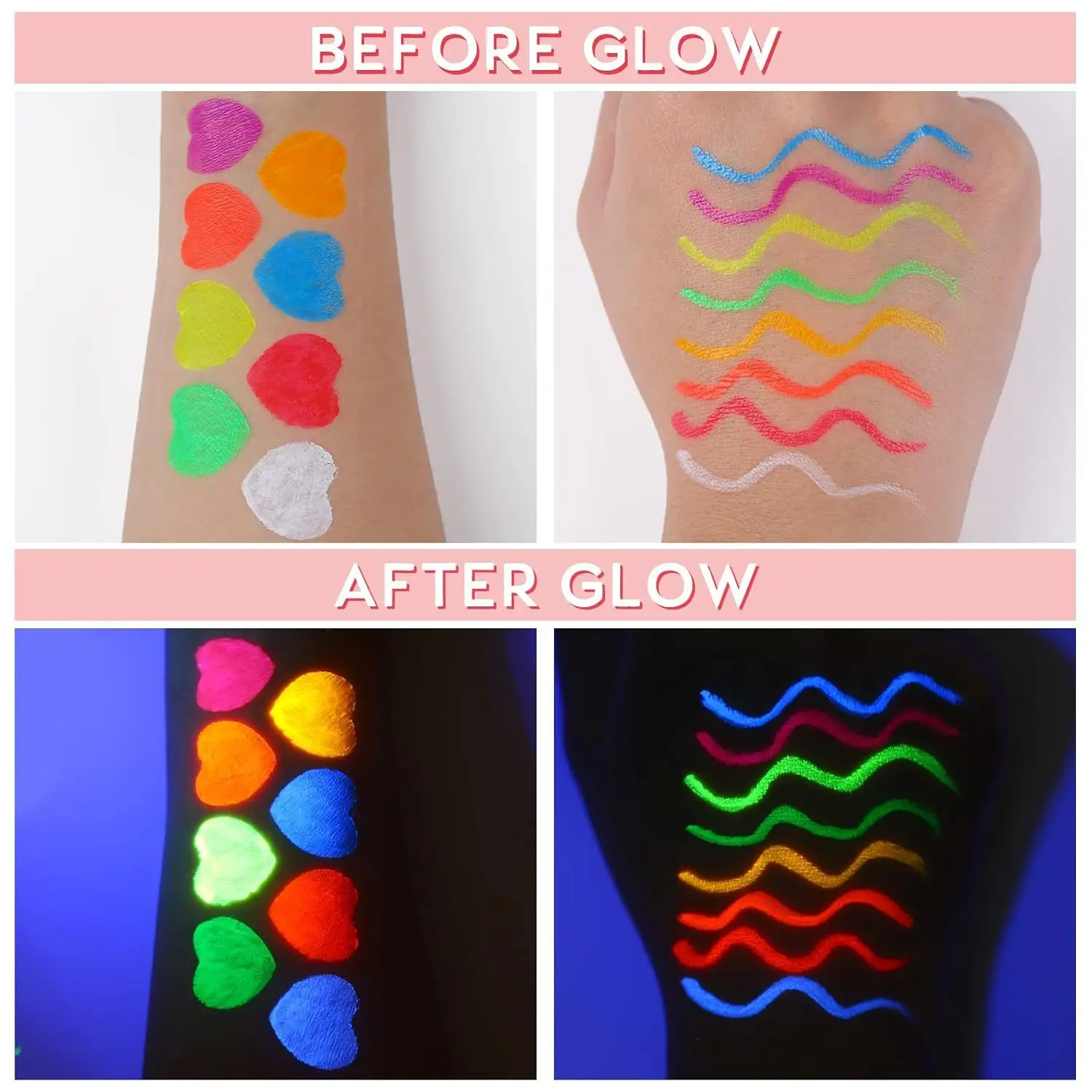 Hoogwaardige fluorescerende eyeliner-pen, kleur UV-eyeliner-pen, waterdicht, zweetbestendig, moeilijk om make-up-gezichtsverfpen af te nemen