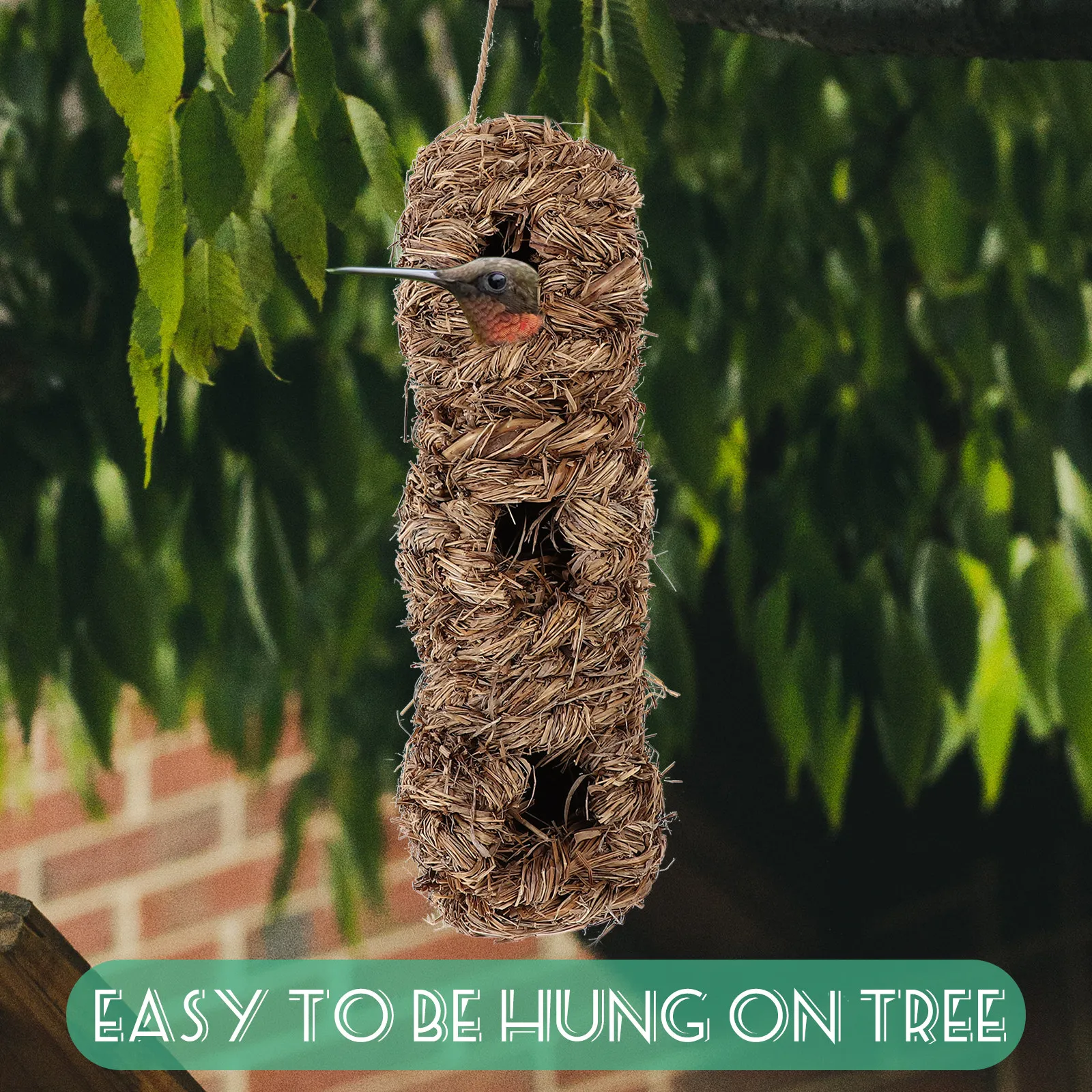 

Набор из 3 плетеных гнезд для птиц: подвесные соломенные гнезда для сада, уличные места для разведения птиц, натуральные материалы, для веток деревьев