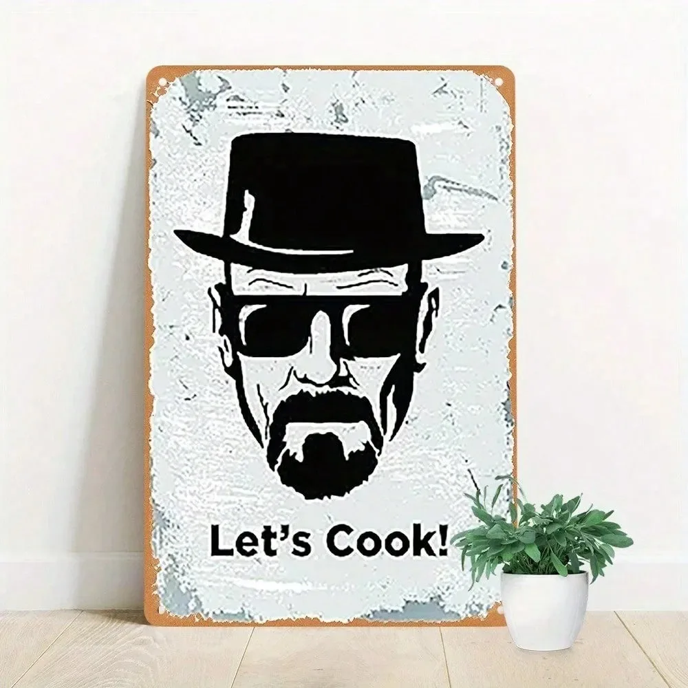 علامة CookNostalgia Heisenberg المعدنية العتيقة "دعونا نطخ!" ديكور مقاوم للماء للمطبخ/البار/غرفة النوم