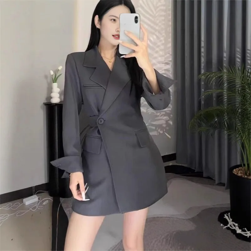 Veste de costume de transport à la mode pour femmes, nouveau printemps automne, Style dame élégant, couleur unie, coupe cintrée, haut à manches longues