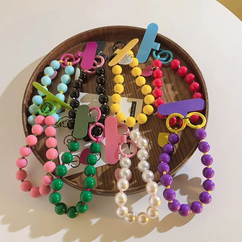 

Ремешок для телефона с радужным бисером, винтажный минималистичный ремешок для телефона из бисера, креативный ремешок ручной работы с коротким шнуром