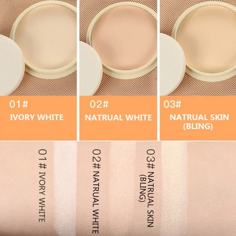 Mineral นมถั่วเหลือง Pressed Powder Long Lasting Oil Control Face Foundation กันน้ําไวท์เทนนิ่งคอนซีลเลอร์แต่งหน้าธรรมชาติ