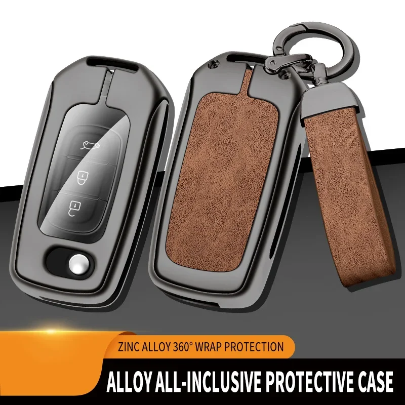 Zinc Alloy Leather Car Key Case Cover Shell For Renault Kadjar Captur Megane Sandero Stepway Logan Clio 5 Arkana 2020 2021 Parts