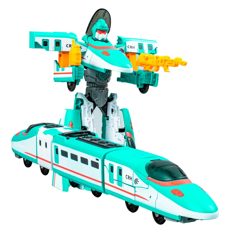 Tren Mech Warrior 2 y 1 robots de transformación, rompecabezas artesanal transformación Manual coche de juguete inercial Abs ambiental para niños