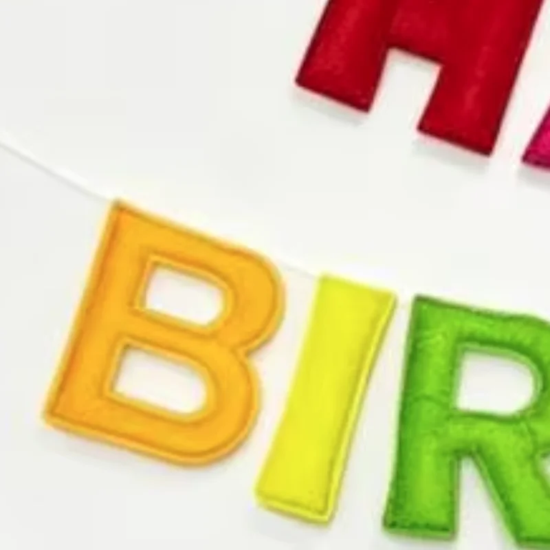 

Birthday Garland Reusable Felt Happy Birthday Banner Colorful Rainbow Garland Party Decoration 3d Fabric Bunting for Kids Adults
