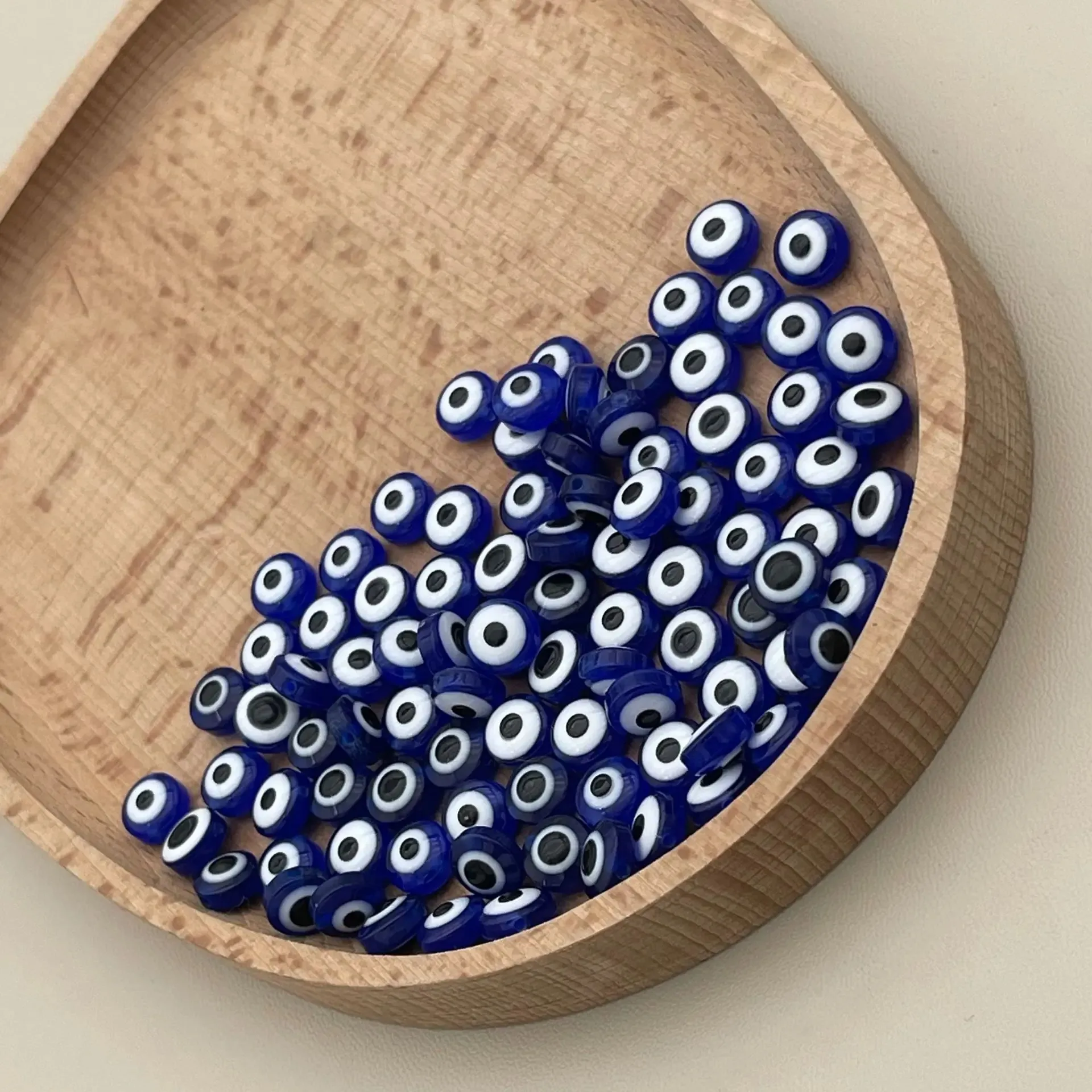 

200pcs 8mm Blue Evil Eye Beads for Jewelry Making Resin Craft DIY Bracelet Accessories Loose Beads