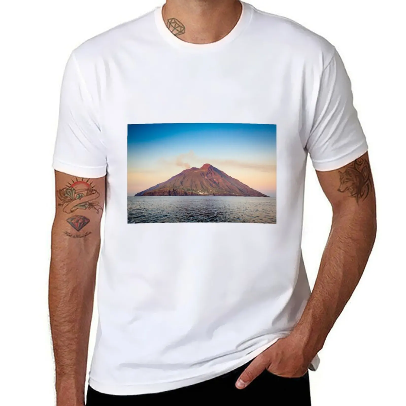 

Stromboli Island T-Shirt t shirts for man graphic vintage cotton t shirt pack T-Shirt