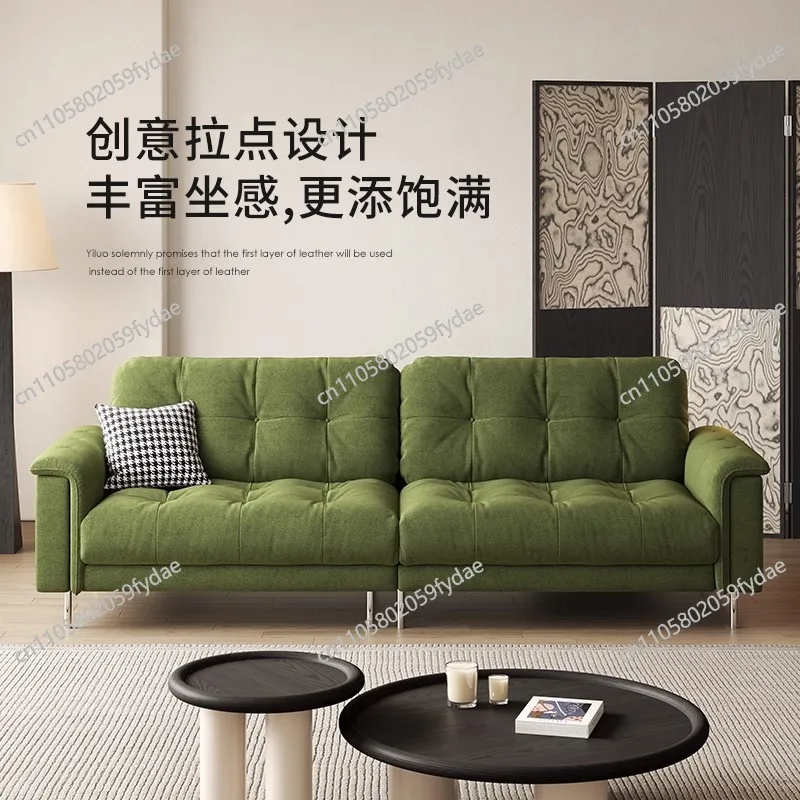 Fabric modern simple living room cream wind cat scratching cloth sofa household light luxury small apartment straight row sofa